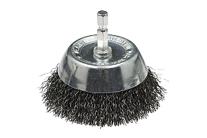 Щетка дисковая, гофрированная, с шестигранным хвостовиком для дрелей