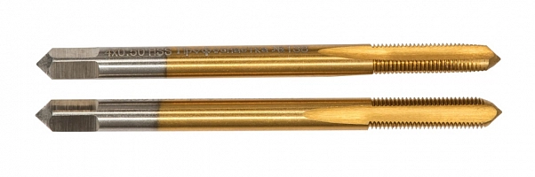 Комплект из двух метчиков двухпроходных din 371 HRC 63(Р6М5) HSS M2 TIN упак. пласт. бокс